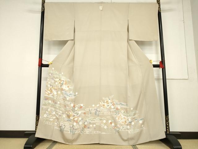 平和屋着物●豪華色留袖　駒刺繍　誰が袖花文　金彩　正絹　逸品　AABF2886ck