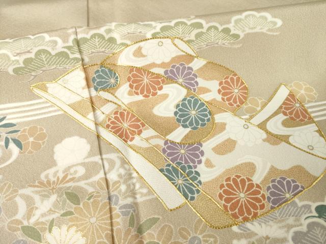 平和屋着物●豪華色留袖　駒刺繍　誰が袖花文　金彩　正絹　逸品　AABF2886ck
