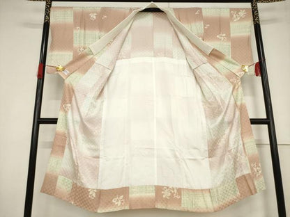平和屋着物●長襦袢 無双仕立て 市松花唐草文 やまと誂製 正絹 逸品 AABF2891ck