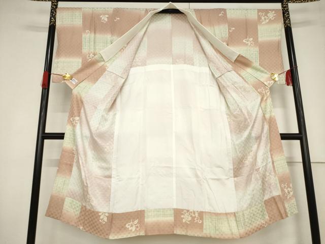 平和屋着物●長襦袢 無双仕立て 市松花唐草文 やまと誂製 正絹 逸品 AABF2891ck
