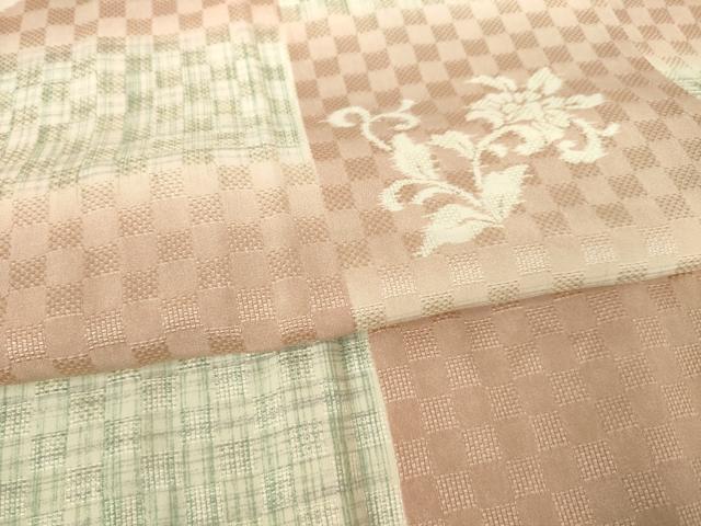 平和屋着物●長襦袢 無双仕立て 市松花唐草文 やまと誂製 正絹 逸品 AABF2891ck
