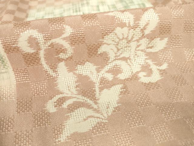 平和屋着物●長襦袢 無双仕立て 市松花唐草文 やまと誂製 正絹 逸品 AABF2891ck