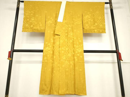 平和屋着物●長襦袢　無双仕立て　花蝶丸地紋　山吹茶色　やまと誂製　正絹　逸品　未使用　AABF2896ck