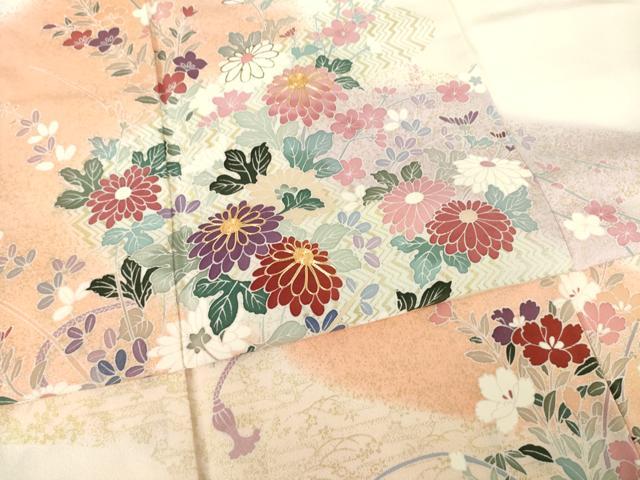 平和屋着物●訪問着 駒刺繍 草花文 金彩 正絹 逸品 AABF2897ck