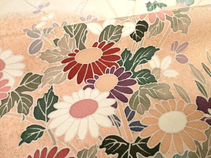 平和屋着物●訪問着 駒刺繍 草花文 金彩 正絹 逸品 AABF2897ck