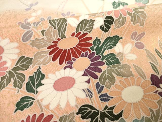 平和屋着物●訪問着 駒刺繍 草花文 金彩 正絹 逸品 AABF2897ck