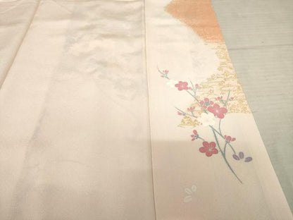 平和屋着物●訪問着 駒刺繍 草花文 金彩 正絹 逸品 AABF2897ck
