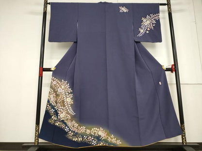 平和屋着物●越後十日町の一流染匠 桐屋・翠山工房 訪問着 辻が花 絞り 舞花文 暈し染め 金彩 やまと誂製 正絹 逸品 AABF2899ck