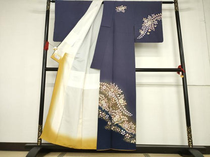 平和屋着物●越後十日町の一流染匠 桐屋・翠山工房 訪問着 辻が花 絞り 舞花文 暈し染め 金彩 やまと誂製 正絹 逸品 AABF2899ck