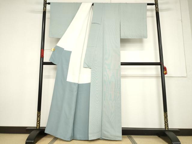 平和屋着物●江戸小紋 万筋 生成り色×湊鼠色 正絹 逸品 未使用 AABF2900ck