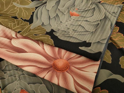 平和屋着物●創業460年・千總 小紋 大輪の菊 丹後ちりめん 反端・たとう紙付き 正絹 逸品 AABF2906ck