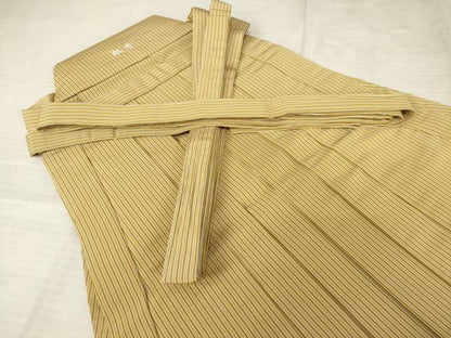 平和屋着物●男性 人間国宝 甲田綏郎 精好仙台平 馬乗り袴 縞 正絹 逸品 AABF2907ck