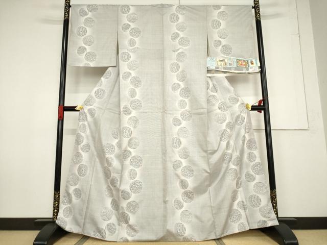 平和屋着物●本場大島紬　白大島　カタス9マルキ　淡麗鞠集め　窪田織物謹製　証紙付き　正絹　逸品　未使用　AABF2910ck