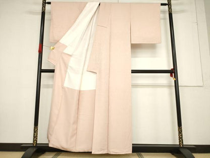 平和屋着物●上質な色無地 一斤染色 正絹 逸品 AABF2912ck