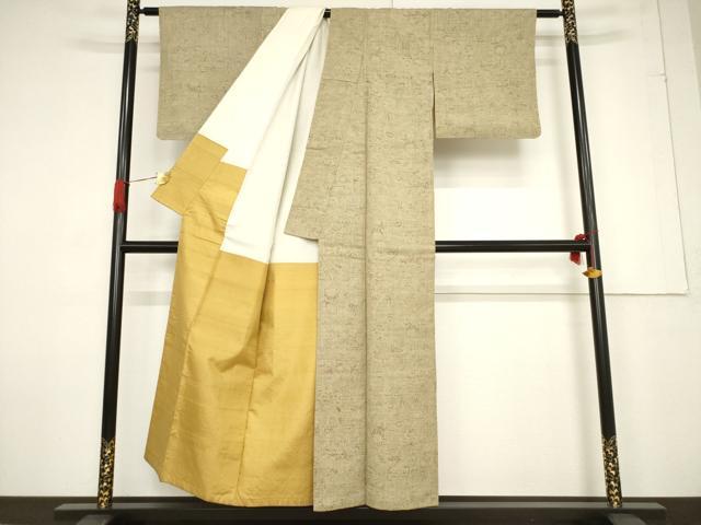平和屋着物●上質な紬 花唐草文 正絹 逸品 AABF2913ck
