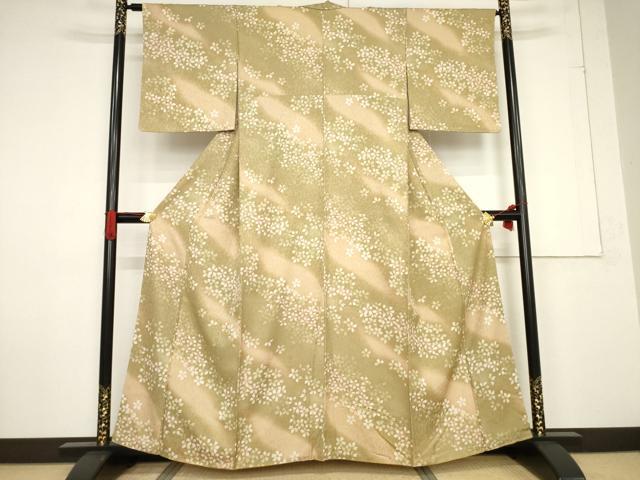 平和屋着物●上質な小紋 舞桜文 暈し染め 正絹 逸品 AABF2914ck