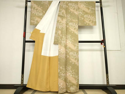 平和屋着物●上質な小紋 舞桜文 暈し染め 正絹 逸品 AABF2914ck