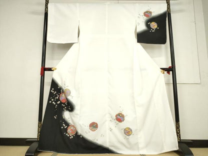 平和屋着物●訪問着 雪輪花文 暈し染め 金彩 洗える着物 AABF2915ck