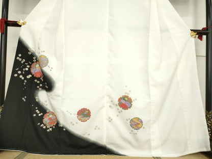 平和屋着物●訪問着 雪輪花文 暈し染め 金彩 洗える着物 AABF2915ck