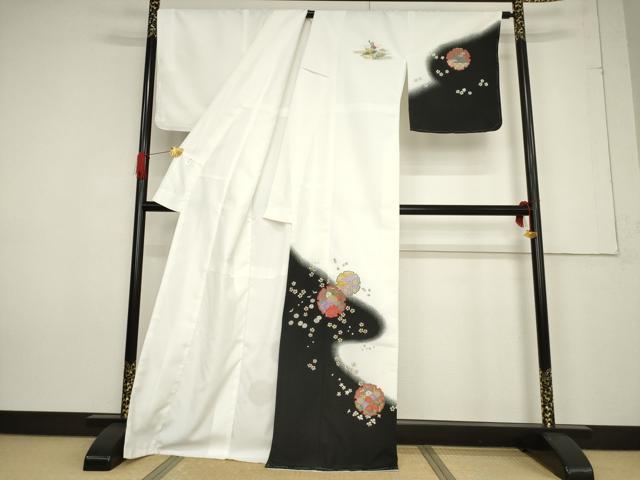平和屋着物●訪問着 雪輪花文 暈し染め 金彩 洗える着物 AABF2915ck