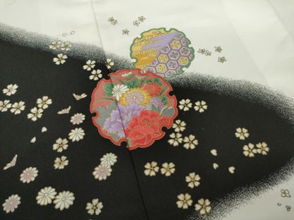 平和屋着物●訪問着 雪輪花文 暈し染め 金彩 洗える着物 AABF2915ck