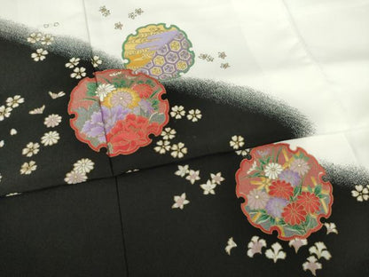 平和屋着物●訪問着 雪輪花文 暈し染め 金彩 洗える着物 AABF2915ck