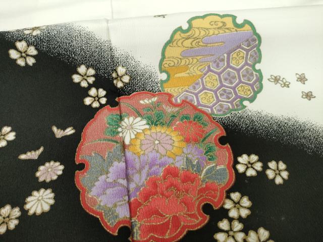 平和屋着物●訪問着 雪輪花文 暈し染め 金彩 洗える着物 AABF2915ck
