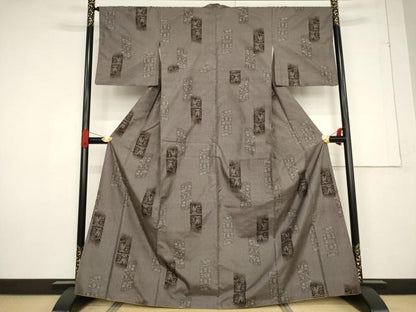 平和屋着物●本場大島紬 カタス9マルキ 短冊花文 正絹 逸品 AABF2918ck