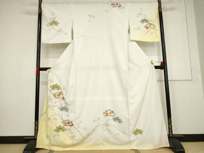 平和屋着物●訪問着　駒刺繍　松　暈し染め　洗える着物　AABF2919ck