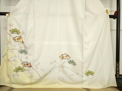 平和屋着物●訪問着　駒刺繍　松　暈し染め　洗える着物　AABF2919ck