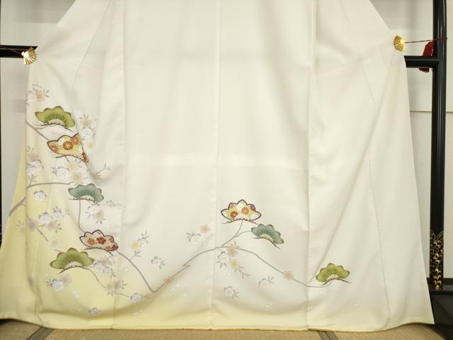 平和屋着物●訪問着　駒刺繍　松　暈し染め　洗える着物　AABF2919ck