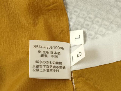 平和屋着物●訪問着 葡萄蔦草文 黒地 金彩 洗える着物 AABF2920ck