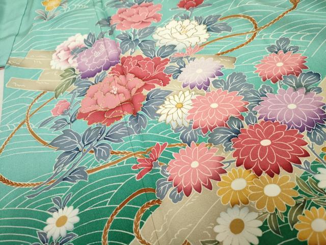 平和屋着物●訪問着　花筏文　暈し染め　金彩　ロング丈　正絹　逸品　AABF2921cs