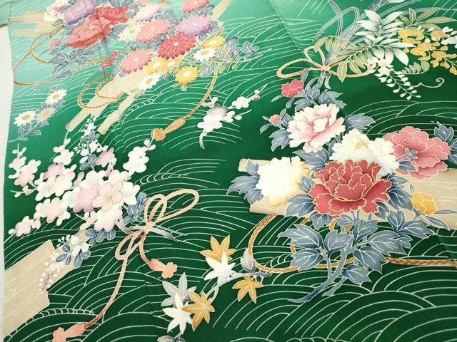 平和屋着物●訪問着　花筏文　暈し染め　金彩　ロング丈　正絹　逸品　AABF2921cs