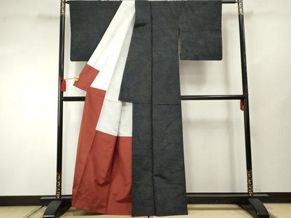 平和屋着物●上質な紬　風景文　正絹　逸品　AABF2923cs