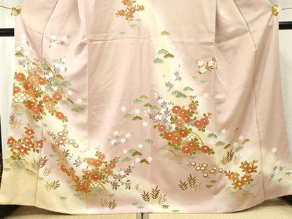 平和屋着物●訪問着　駒刺繍　花籬文　暈し染め　金彩　正絹　逸品　未使用　AABF2924cs