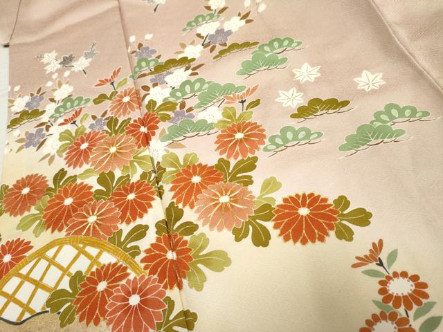 平和屋着物●訪問着　駒刺繍　花籬文　暈し染め　金彩　正絹　逸品　未使用　AABF2924cs