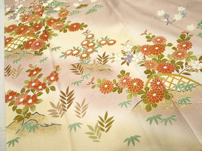 平和屋着物●訪問着　駒刺繍　花籬文　暈し染め　金彩　正絹　逸品　未使用　AABF2924cs