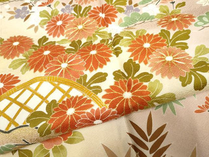 平和屋着物●訪問着　駒刺繍　花籬文　暈し染め　金彩　正絹　逸品　未使用　AABF2924cs