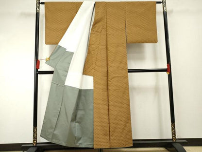 平和屋着物●上質な紬　変わり縞　正絹　逸品　AABF2925cs