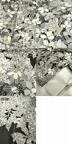平和屋着物●訪問着　刺繍　萩　暈し染め　黒地　銀糸　銀彩　正絹　逸品　AABF2926cs 平和屋着物○訪問着 刺繍 萩 暈し染め 黒地 銀糸 銀彩 正絹
