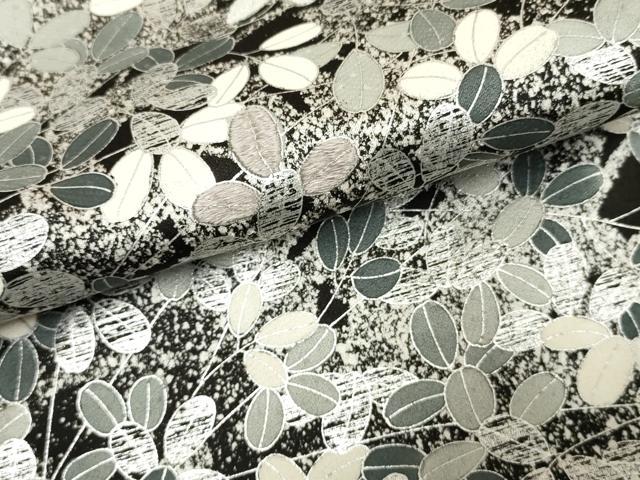 平和屋着物●訪問着　刺繍　萩　暈し染め　黒地　銀糸　銀彩　正絹　逸品　AABF2926cs