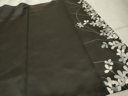 平和屋着物●訪問着　刺繍　萩　暈し染め　黒地　銀糸　銀彩　正絹　逸品　AABF2926cs