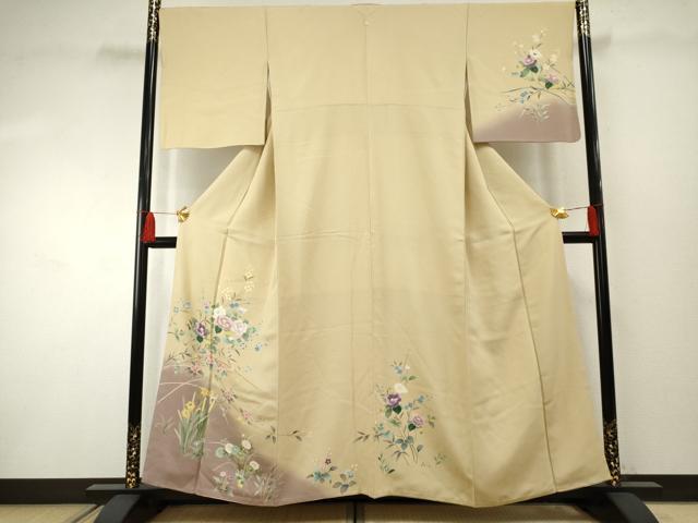 平和屋着物●訪問着　友禅　枝花文　暈し染め　正絹　逸品　AABF2929cs