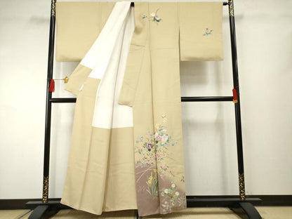 平和屋着物●訪問着　友禅　枝花文　暈し染め　正絹　逸品　AABF2929cs