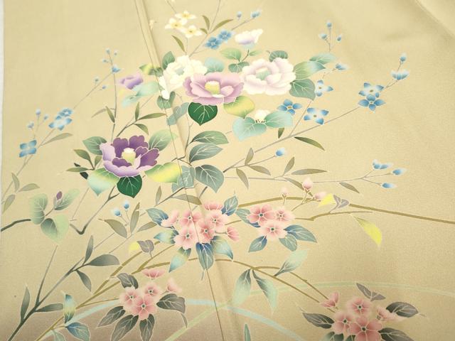 平和屋着物●訪問着　友禅　枝花文　暈し染め　正絹　逸品　AABF2929cs