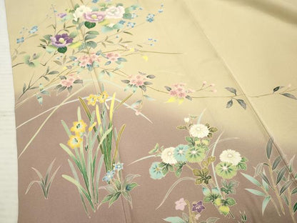 平和屋着物●訪問着　友禅　枝花文　暈し染め　正絹　逸品　AABF2929cs