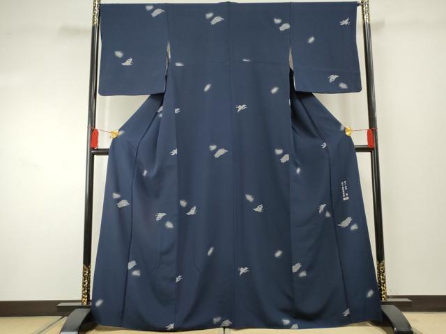 平和屋着物●彫士　矢田昇　染士　西宮伊智郎　小紋　鶴と蓑亀　正絹　逸品　AABF2930cs