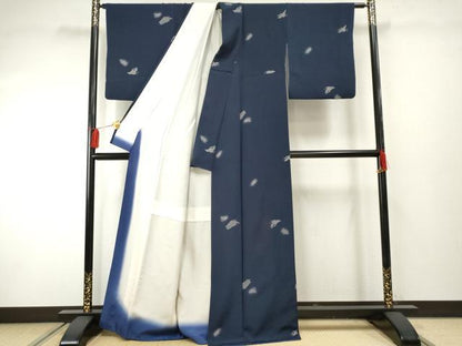 平和屋着物●彫士　矢田昇　染士　西宮伊智郎　小紋　鶴と蓑亀　正絹　逸品　AABF2930cs