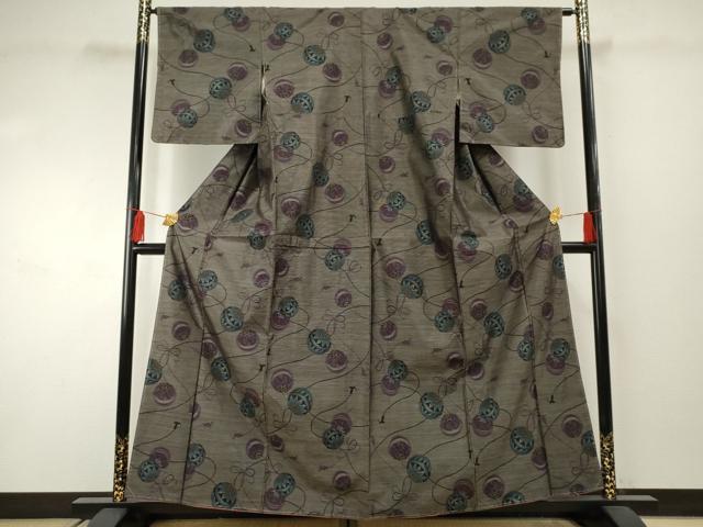 平和屋着物●本場大島紬　泥染め　花毬文　正絹　逸品　未使用　AABF2931cs